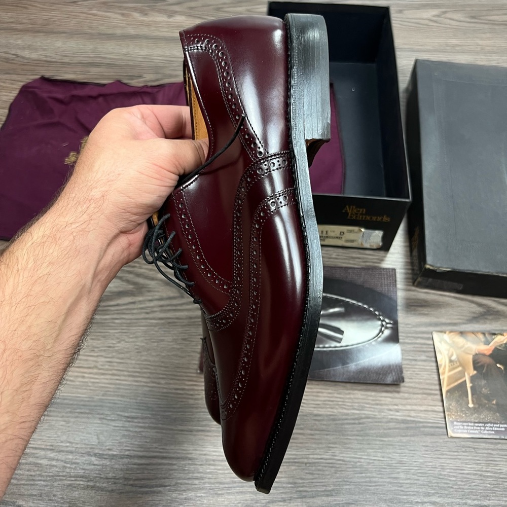 NEW Allen Edmonds Chester Burgundy Wingtip Oxfords 11.5 D - Picture 4 of 11